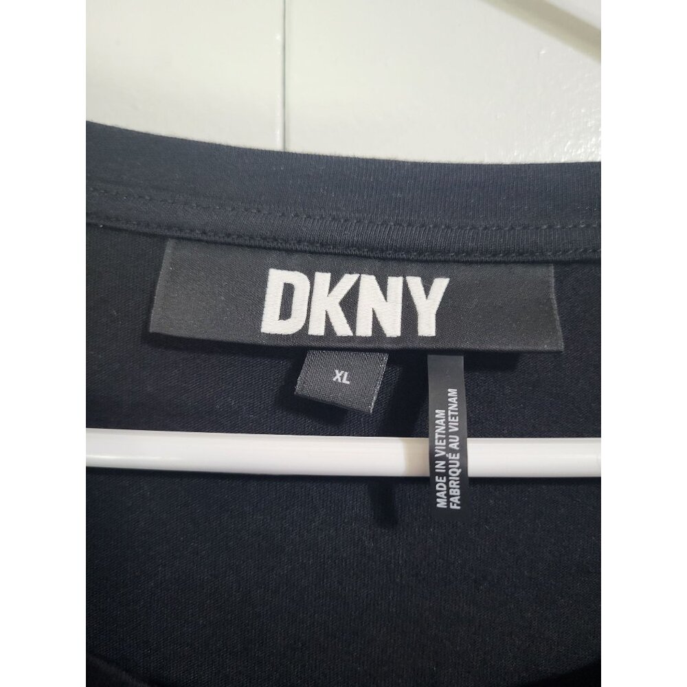 DKNY Women's XL Silver Studded Embellished Black Top Rock Goth Glam - Picture 4 of 10